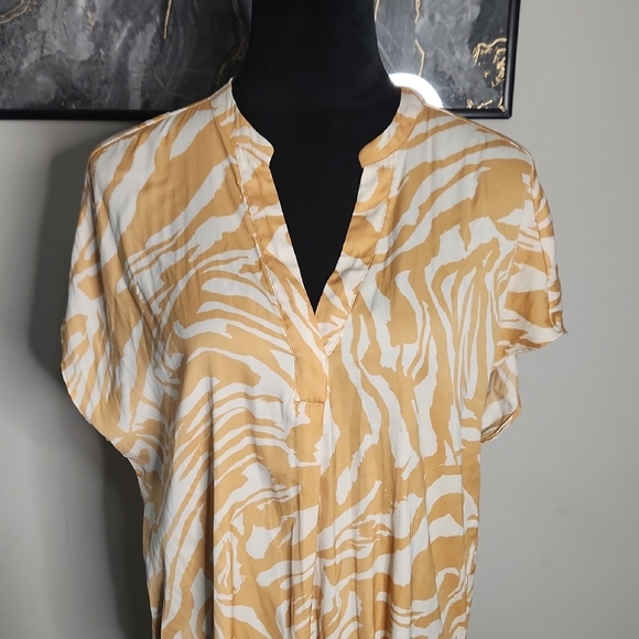RACHEL Rachel Roy Mustard and White Zebra Print Blouse Size L - Picture 2 of 7